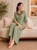 Sage Green Salsa Crushed Hand Work 3-Piece Co-Ord Set