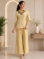 Yellow Salsa Crushed Hand Work 3-Piece Co-Ord Set