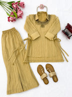 Yellow Salsa Crushed Hand Work 3-Piece Co-Ord Set