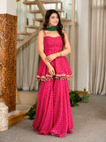 Riva Pink Bandhani Gota Patti Sharara Suit Set with Embroidered Dupatta