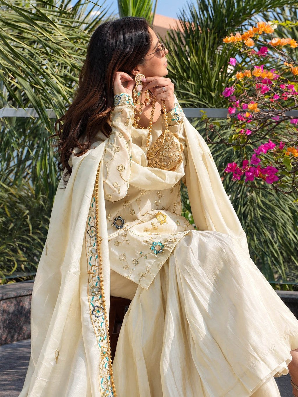 Avni Soft Chinon Embroidered Sharara Suit with Dupatta