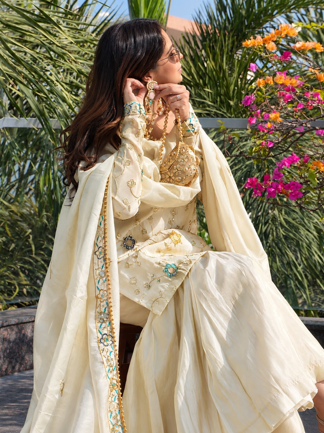 Avni Soft Chinon Embroidered Sharara Suit with Dupatta