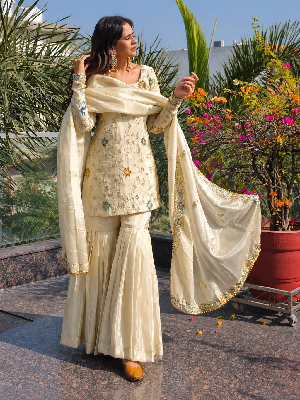 Avni Soft Chinon Embroidered Sharara Suit with Dupatta