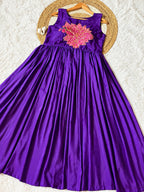 Rina Purple Soft Maslin Designer Floral Beads & Sequin Work Gown