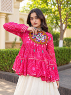 Meera pink Bandhani Gamthi Lehenga Set