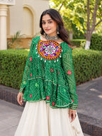 Meera Green Bandhani Gamthi Lehenga Set