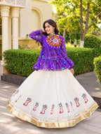 Meera purple Bandhani Gamthi Lehenga Set