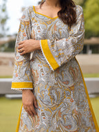 Diya Pure Khadi Cotton Embroidered Kurta Palazzo Set