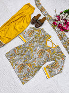Diya Pure Khadi Cotton Embroidered Kurta Palazzo Set