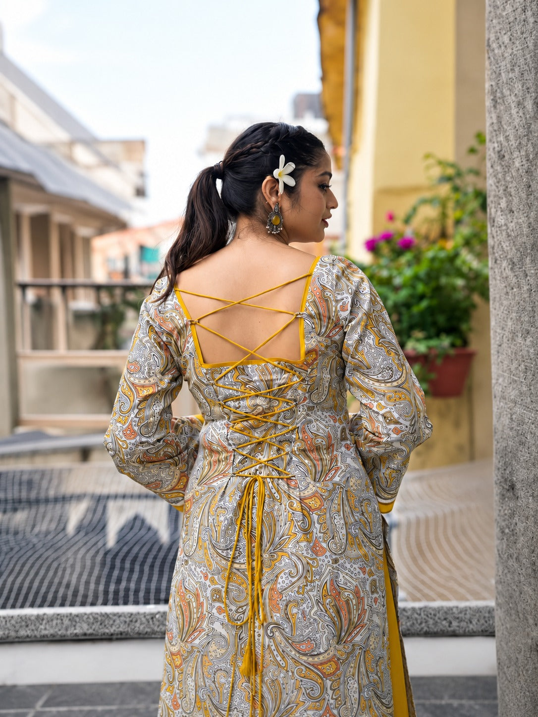 Diya Pure Khadi Cotton Embroidered Kurta Palazzo Set
