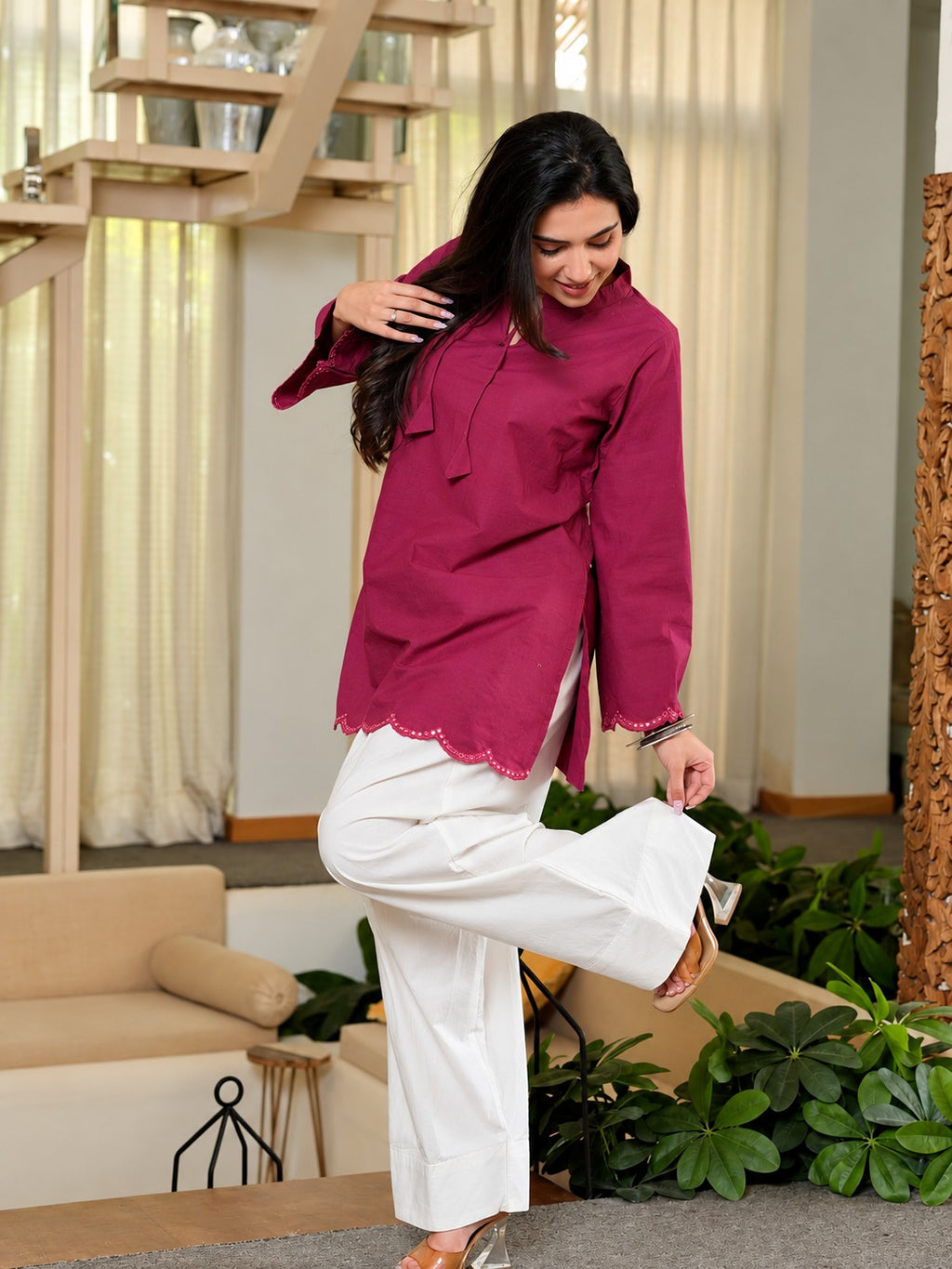 Sara Wine Heavy Roman Silk Sequin Embroidered Farshi Salwar Set