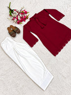 Sara Wine Heavy Roman Silk Sequin Embroidered Farshi Salwar Set
