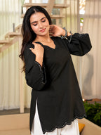 Sara Black Wine Heavy Roman Silk Sequin Embroidered Farshi Salwar Set