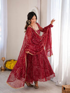 Trisha Maroon Original Bandhani Print Anarkali Suit Set