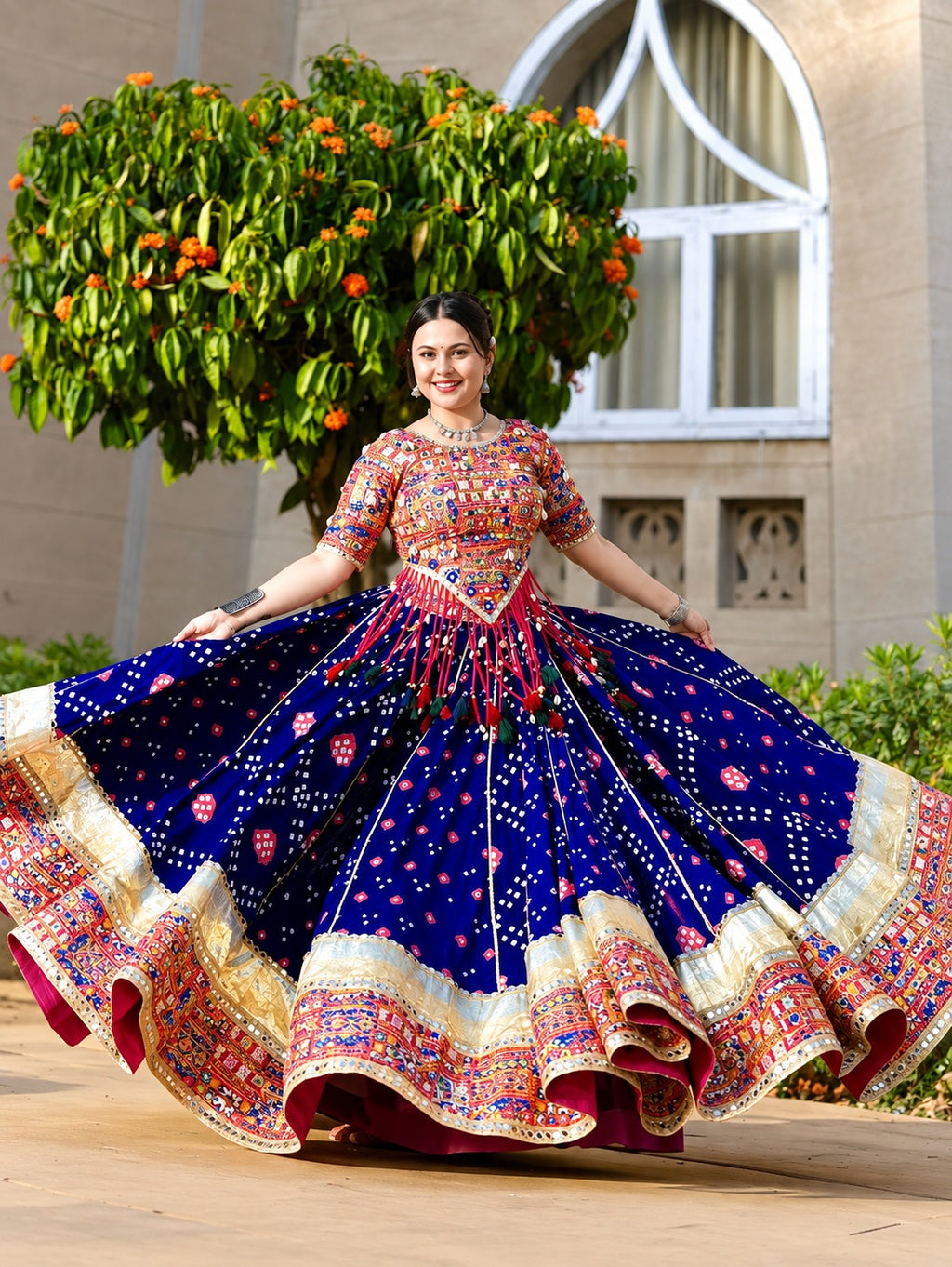 Prisha Muslin Cotton Mirror Work Lehenga Choli Set