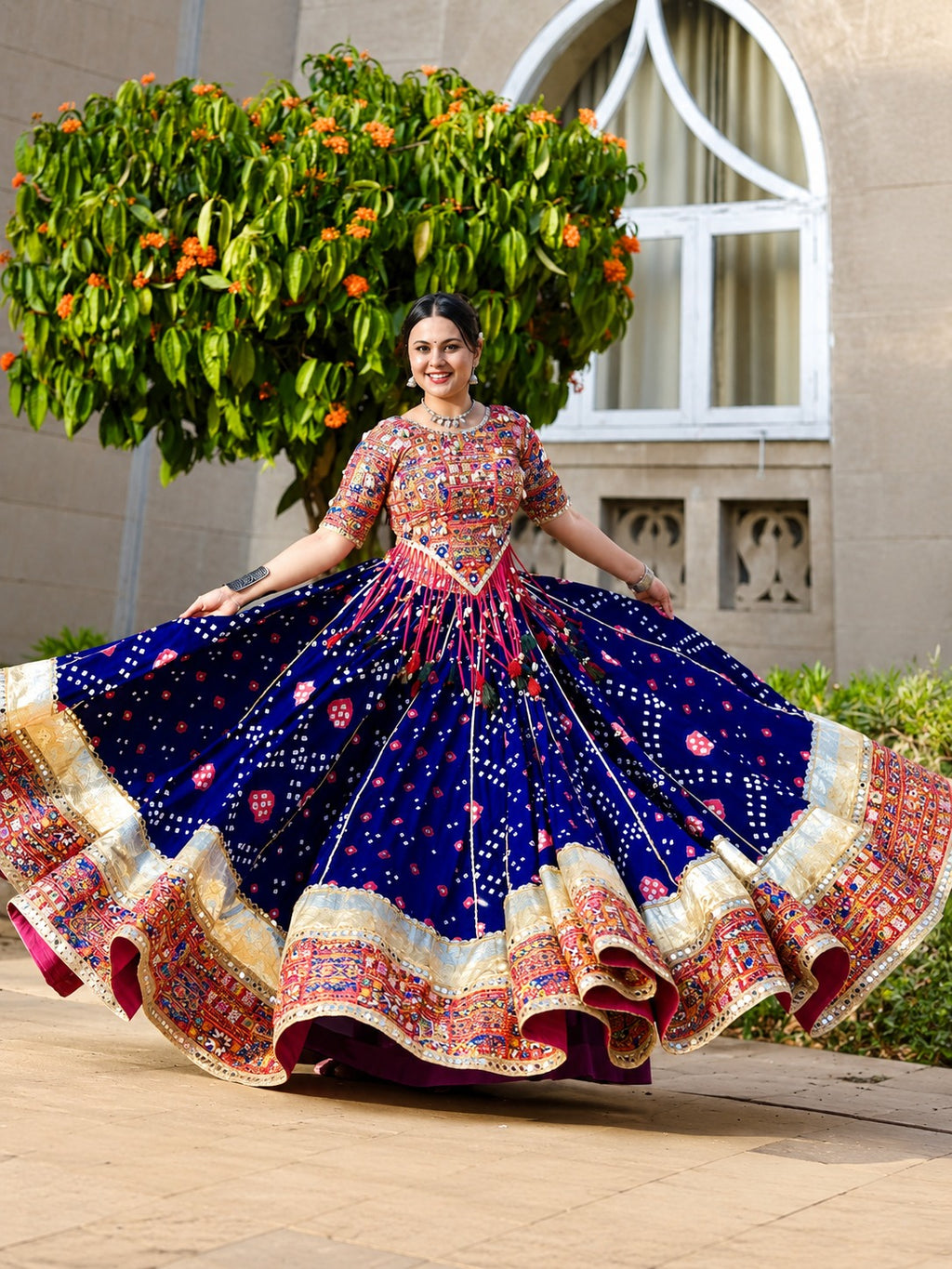 Prisha Muslin Cotton Mirror Work Lehenga Choli Set