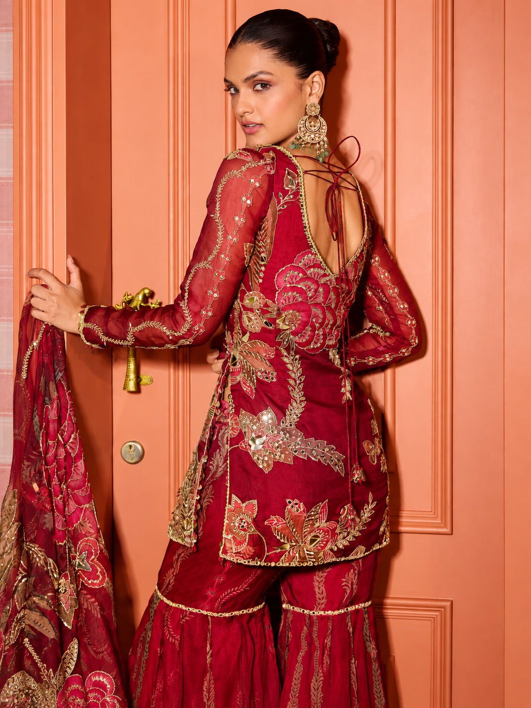 Nitya Embroidered Mirror Work Sharara Suit Set