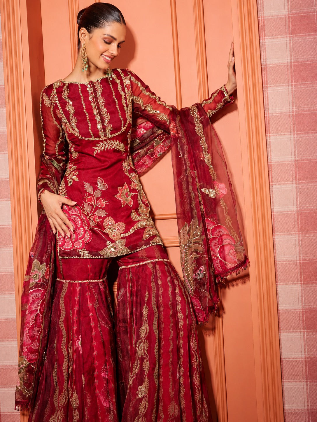 Nitya Embroidered Mirror Work Sharara Suit Set