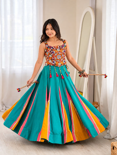 Niti Navratri Special Mirrorwork Heavy Reyon Lehenga Choli Set