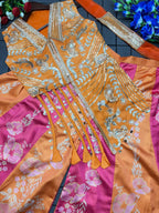 Shree orange and pink Bloom Printed Embroidered Dupatta & Palazzo Set