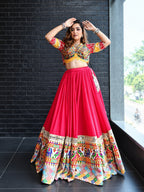 Ashi Muslin Cotton Printed Lehenga Choli with Real Mirror Work