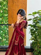 ziya Maroon Vichitra Silk Sequence & Zari Embroidered Kurti Palazzo Set