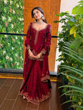 ziya Maroon Vichitra Silk Sequence & Zari Embroidered Kurti Palazzo Set