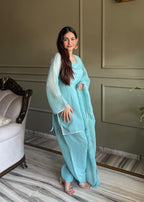 Sunita Blue Crunchy Silk Embellished Salwar Suit Set