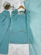 Sunita Blue Crunchy Silk Embellished Salwar Suit Set