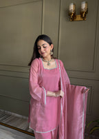 Sunita Pink Crunchy Silk Embellished Salwar Suit Set