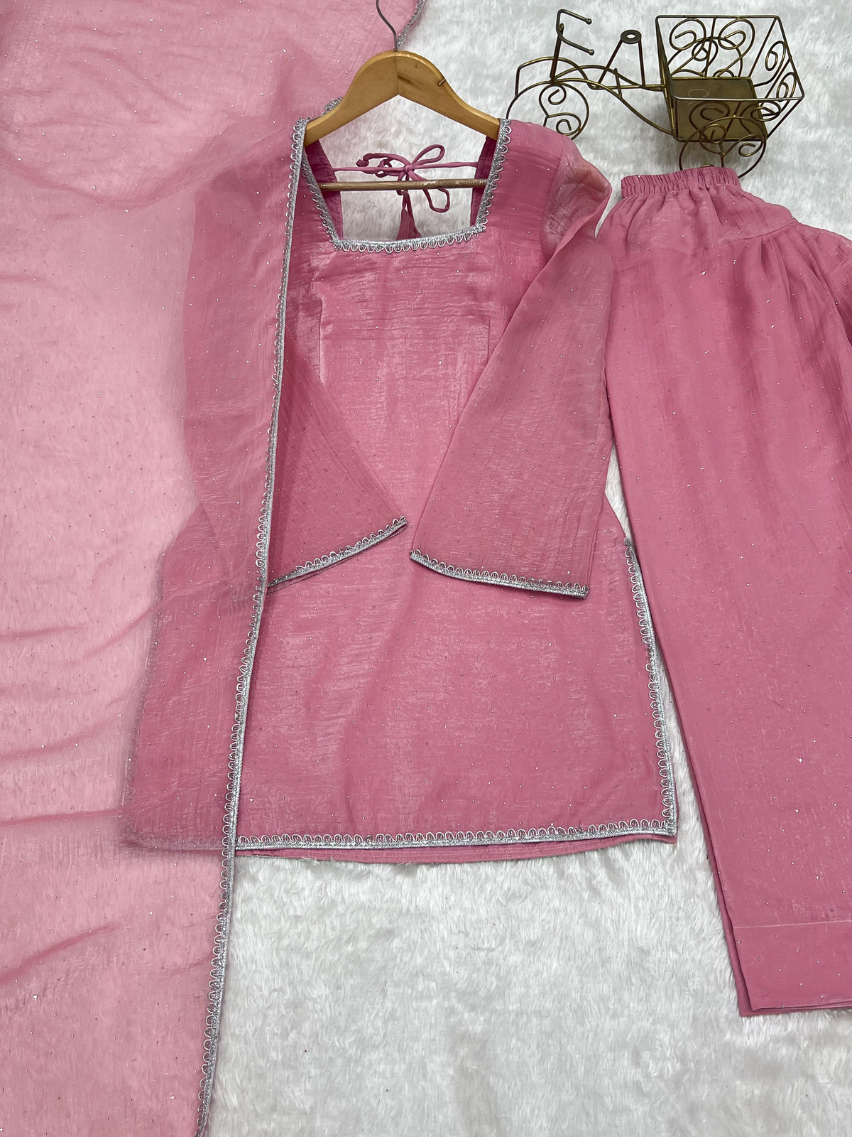 Sunita Pink Crunchy Silk Embellished Salwar Suit Set