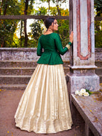 Trisha Green Kanchipuram Lehenga Set with Zari Border