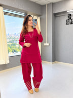Aarika Magenta Mul Chanderi Gota Patti Kurta Pant Set