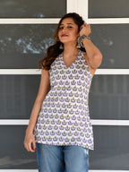 Indigo Paisley Halter Short Kurti
