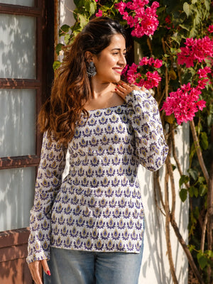 Royal Paisley Lace-Up Short Kurti