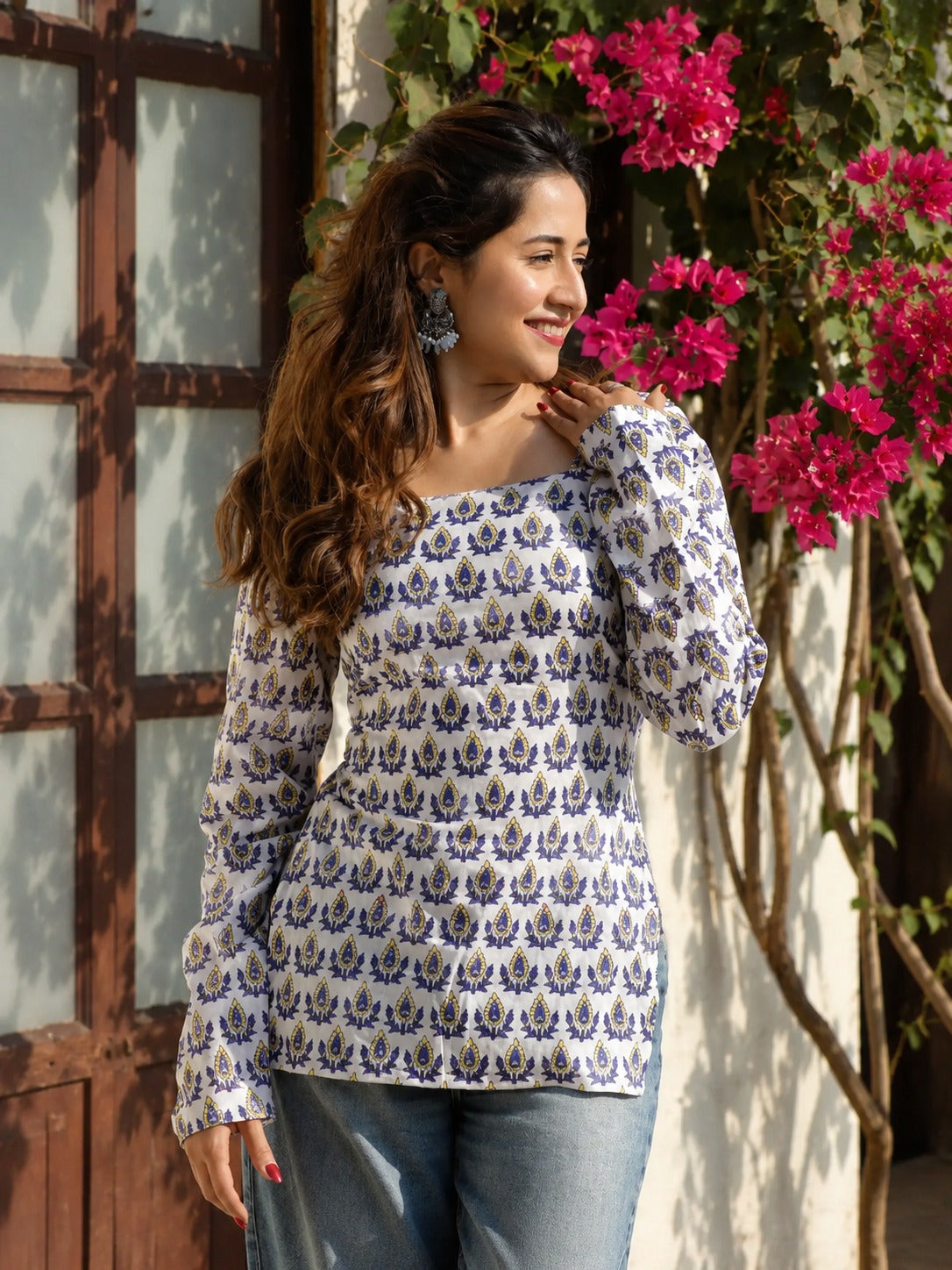 Royal Paisley Lace-Up Short Kurti