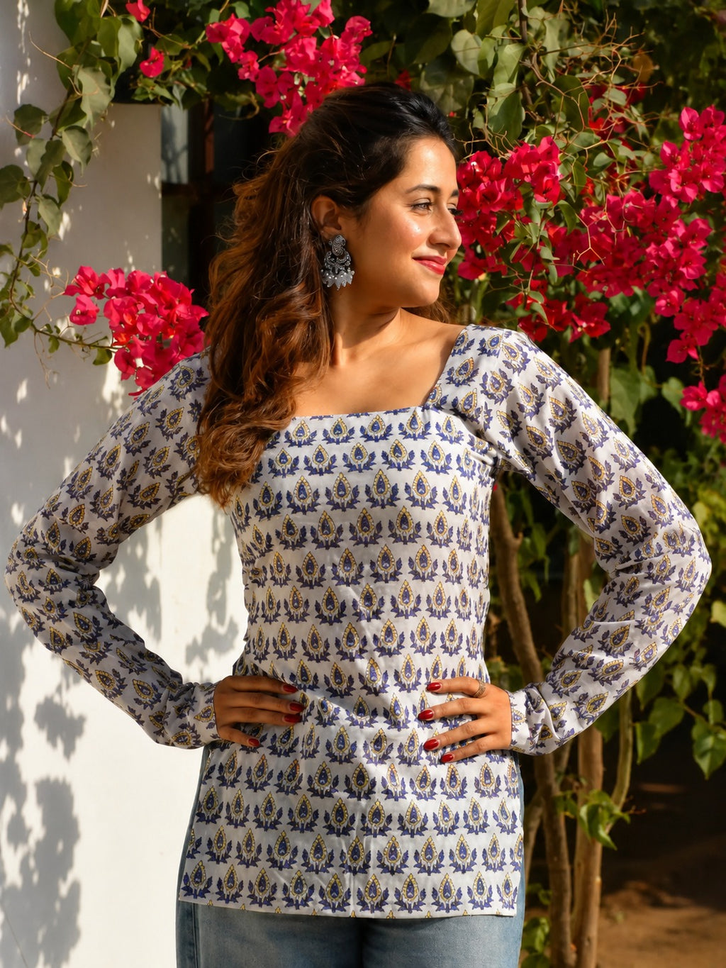 Royal Paisley Lace-Up Short Kurti