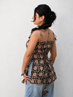 Noir Petal Tie-Up Short Kurti
