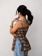 Noir Petal Tie-Up Short Kurti