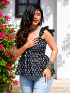 Moonflower  Ruffle Sleeve Babydoll  Short Kurti