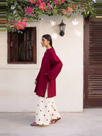 Brown Dhanak Heart Palazoo Kurta Set.