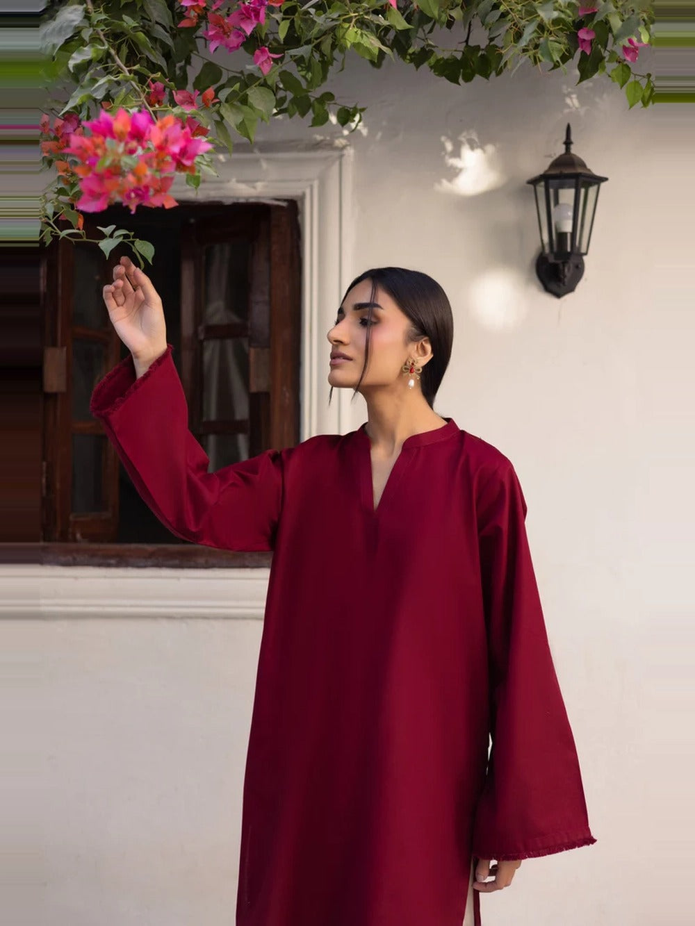 Brown Dhanak Heart Palazoo Kurta Set.