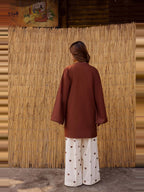 Brown Dhanak Heart Palazoo Kurta Set.