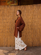 Brown Dhanak Heart Palazoo Kurta Set.