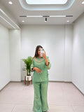 Sage Green Salsa Crushed Hand Work 3-Piece Co-Ord Set