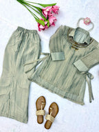 Grey Salsa Crushed Hand Work 3-Piece Co-Ord Set