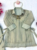 Grey Salsa Crushed Hand Work 3-Piece Co-Ord Set