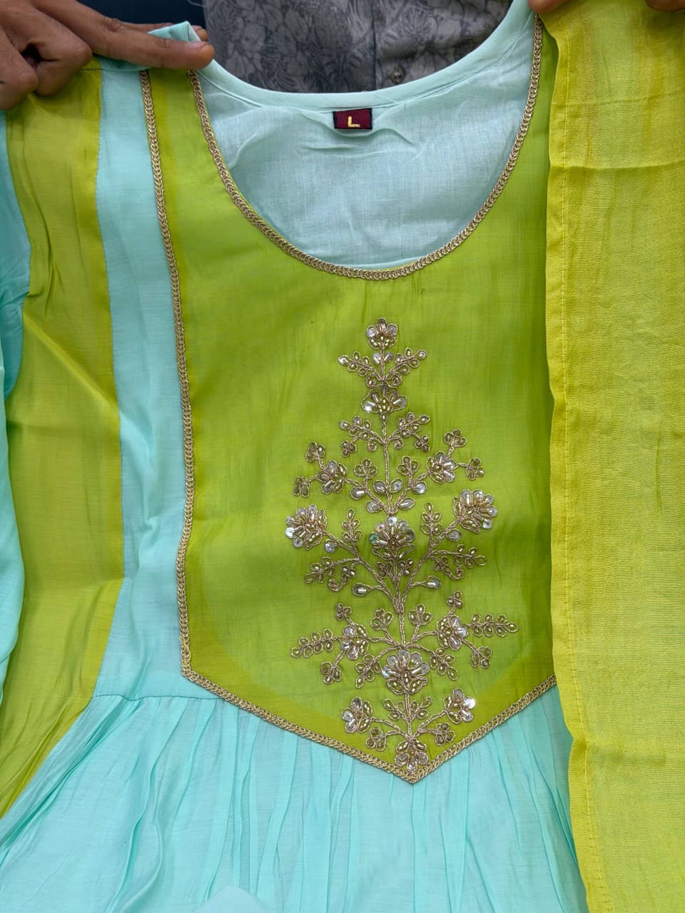 Sindhu Pure Mul Chanderi Embroidered Kurta Pant Set with Banarasi Lagadi Dupatta