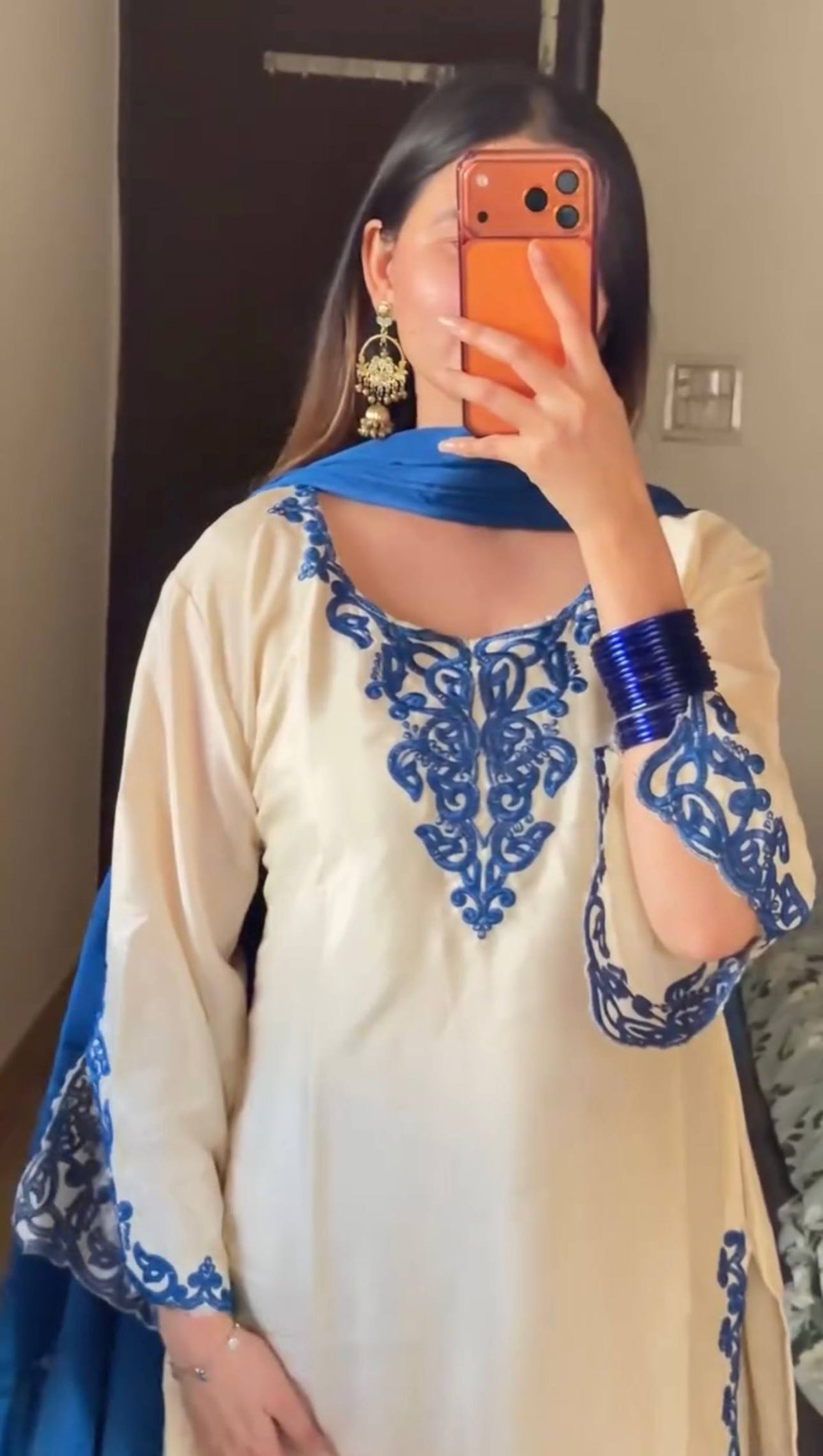 Bella Royal Blue Jarman Chinon Embroidered Palazzo Suit Set