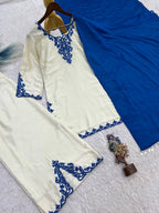 Bella Royal Blue Jarman Chinon Embroidered Palazzo Suit Set